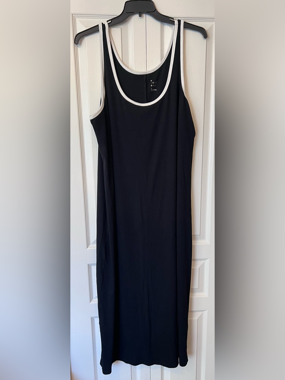 A New Day Women Black Ribbed White Trim Maxi Dress Size XXL NWT